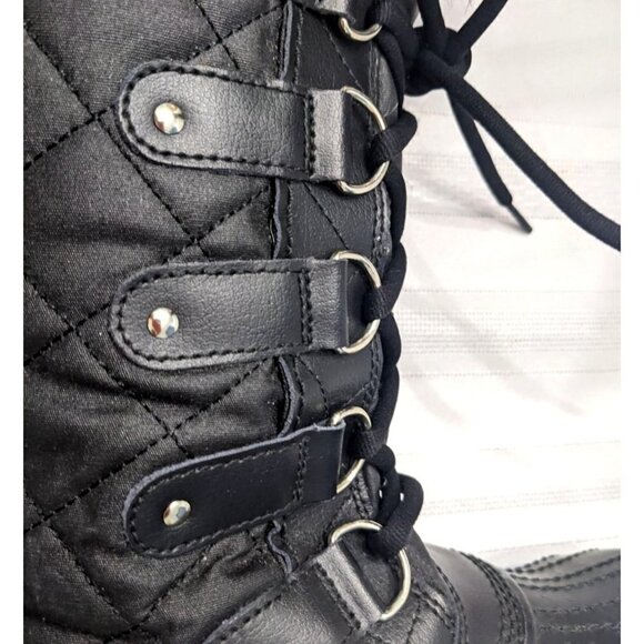NWOT SOREL Tofino Black Waterproof Quilted Round Toe Lace Up Snow Boots Sz 6.5 - Picture 7 of 10